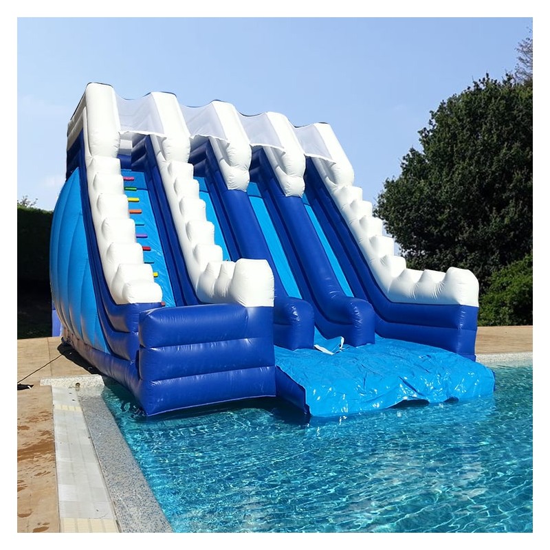 Toboggan de piscine gonflable, grand toboggan aquatique gonflable 3 pistes  professionnel - Air et Volume